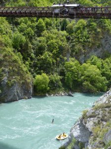 Delaney bungee jumping off the Kawarau Bridge in Queenstown, New Zealand